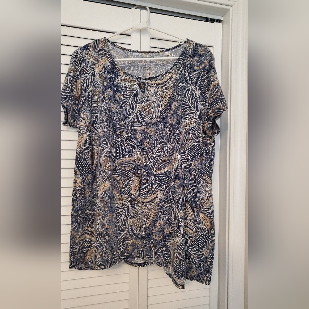 Jjill Navy Print Tee